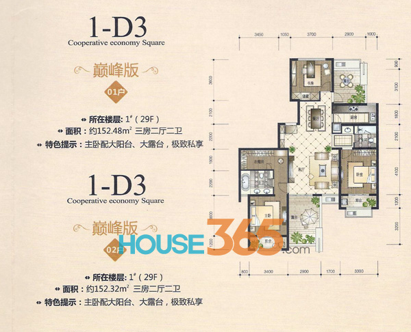 合作经济广场1-D3户型（152.48/152.32）