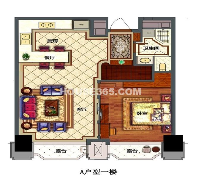 香山四季公馆户型图 A户型 1号楼一层