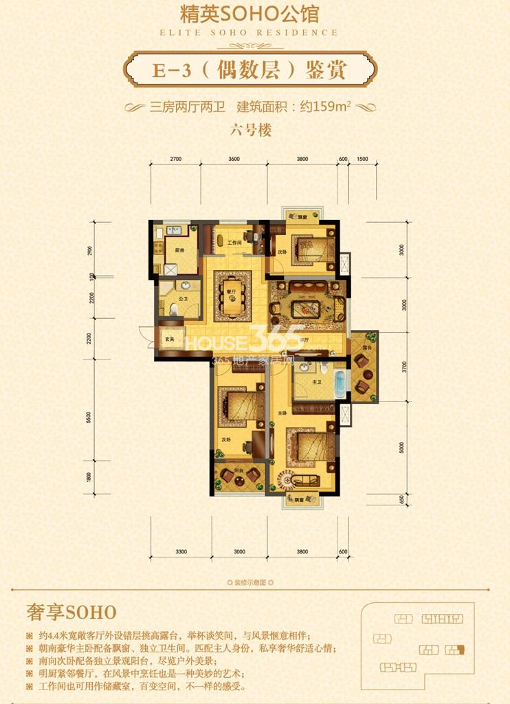 6号楼E-3（偶数层）户型图