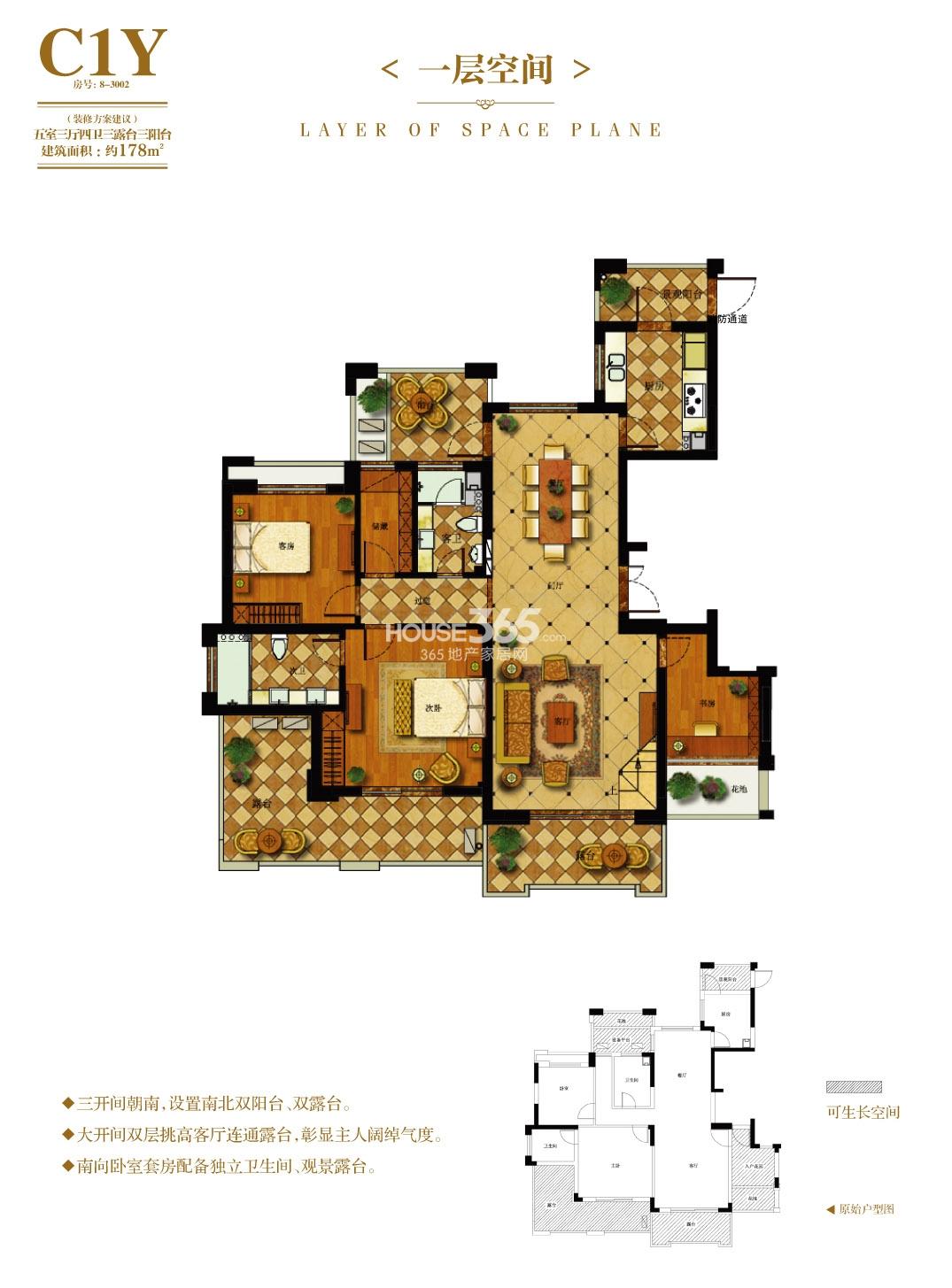 C1Y跃层户型图 一层