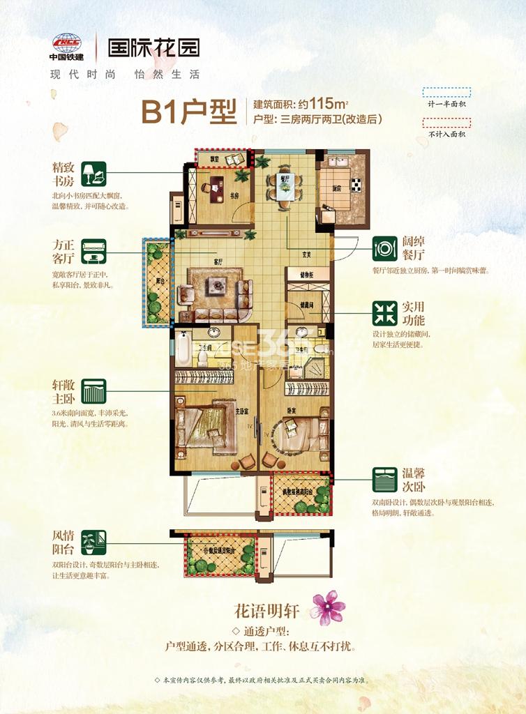 中国铁建国际花园B1户型图