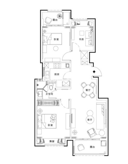 富力西溪悦居89方户型图