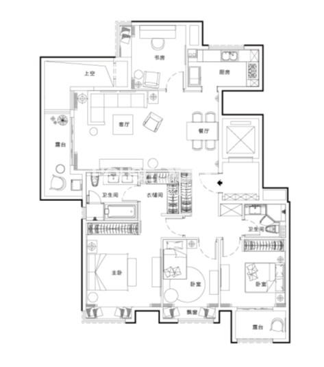 富力西溪悦居139方户型图