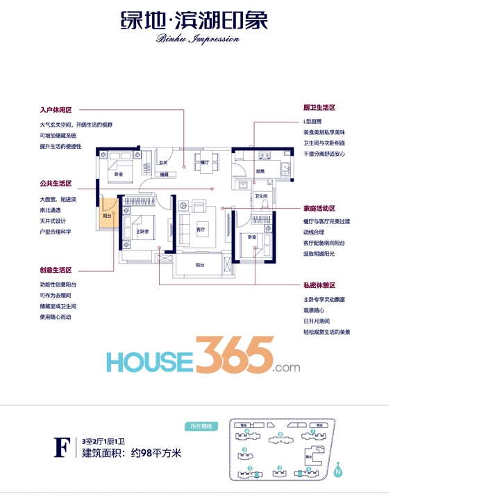 绿地滨湖印象F户型