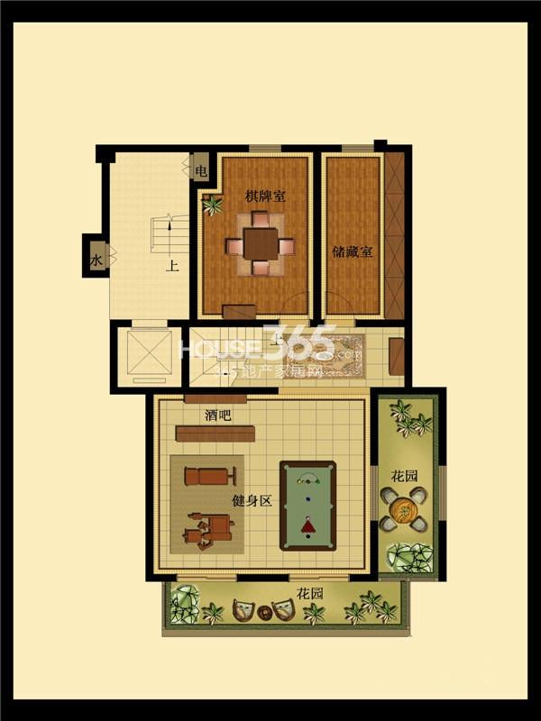 湖漫雅筑地下一层户型图2室1厅