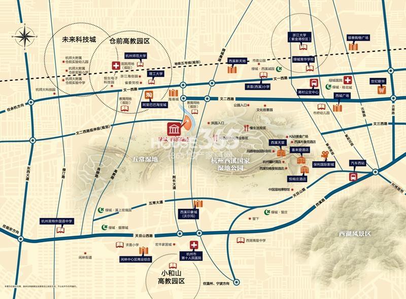 绿城西溪融庄交通图