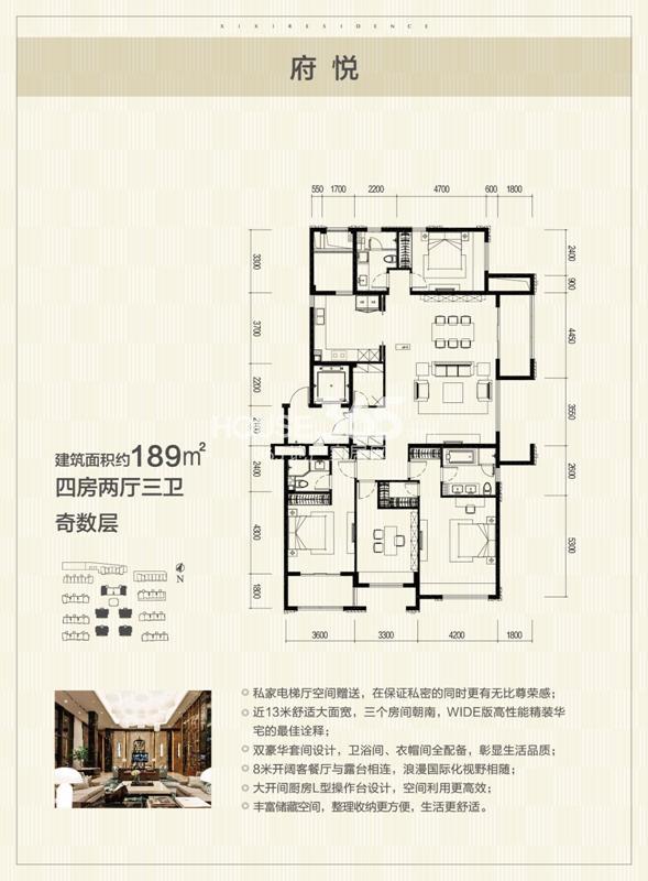 富力西溪悦居低密度多层189方户型图奇数层