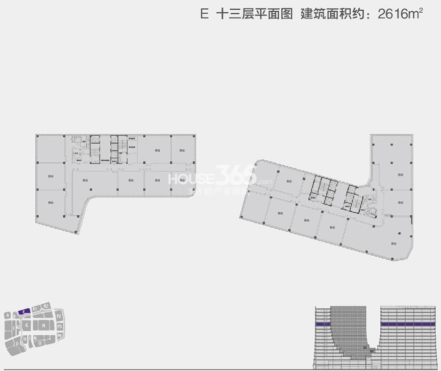 杭州新天地E十三层平面图 2616㎡