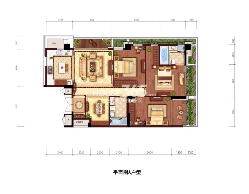绿城栖云5幢2单元10—21层A1户型204方