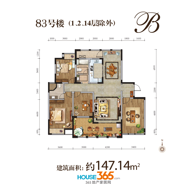 大溪地六期83#楼(1、2、14层除外)户型图