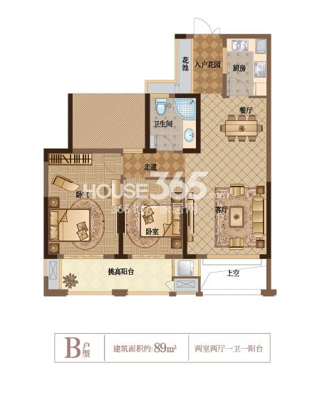 科尔世纪外滩B户型图89方