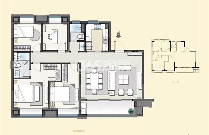 建发央誉140㎡-1四室两厅两卫户型_南京建发央誉_南京365淘房