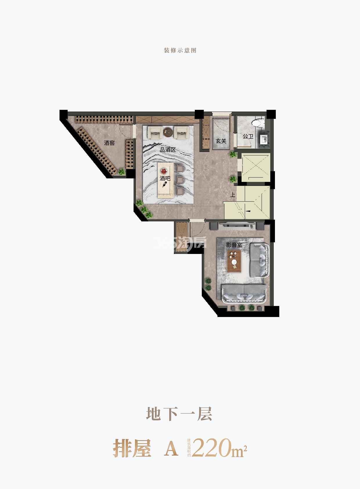 明石东潮府排屋A户型200方地下一层