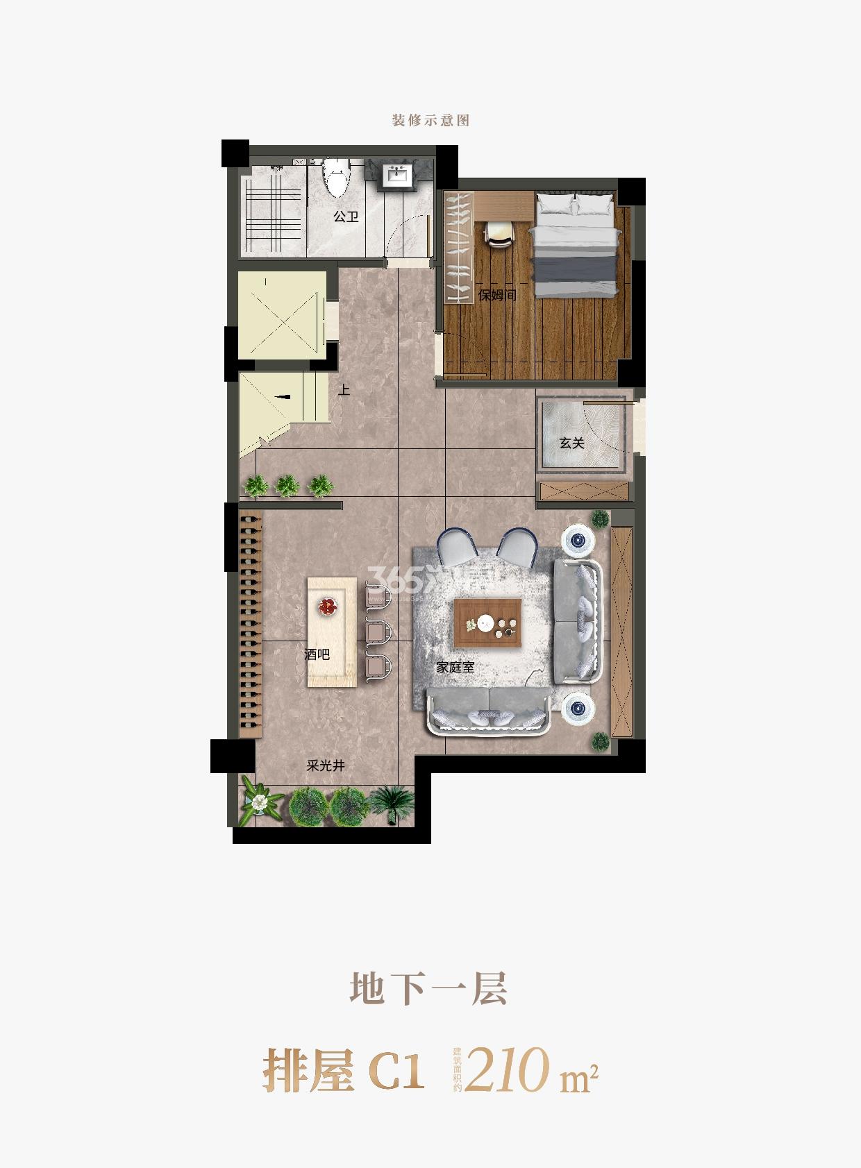 明石东潮府排屋C1户型210方地下一层