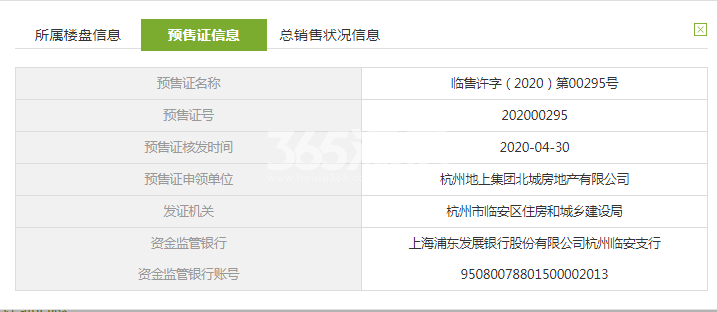 北樾府15#预售证信息