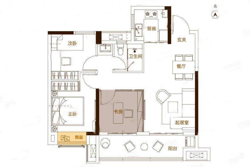 金辉优步大道88㎡A户型图