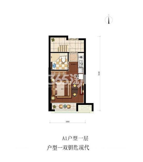 滨江同协金座A1户型图45方一层