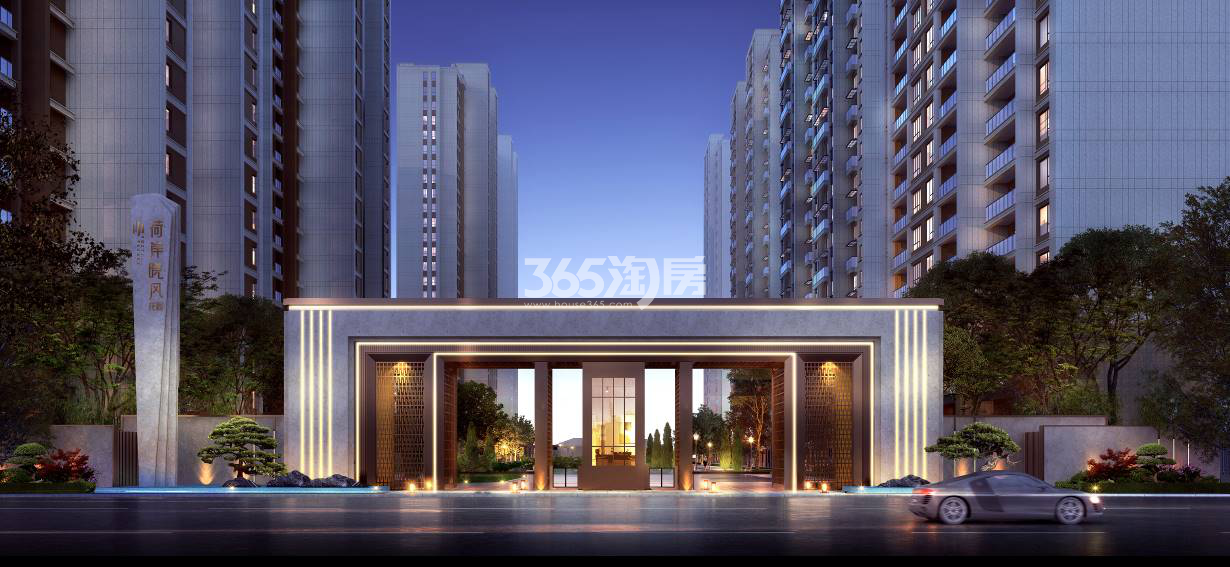 荷岸晓风（花园）建筑夜景效果图