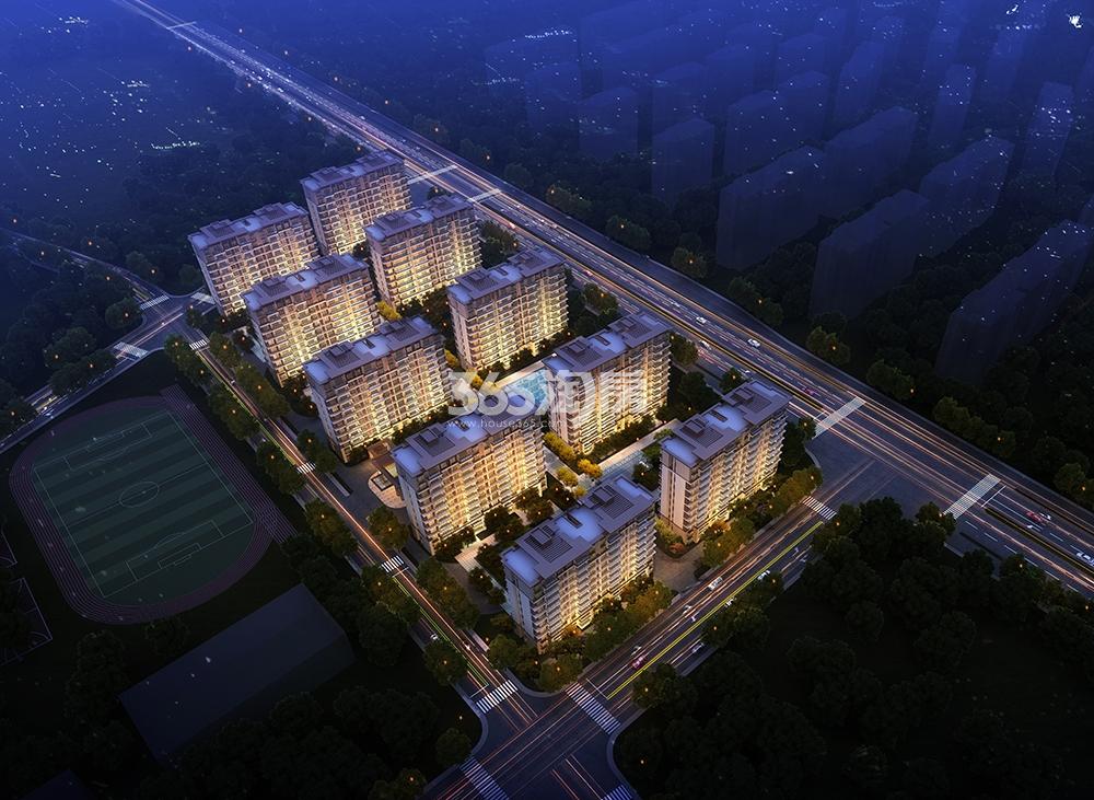 雍澜府项目夜景鸟瞰效果图