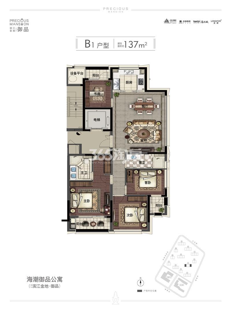 滨江金地御品B1户型137方5#