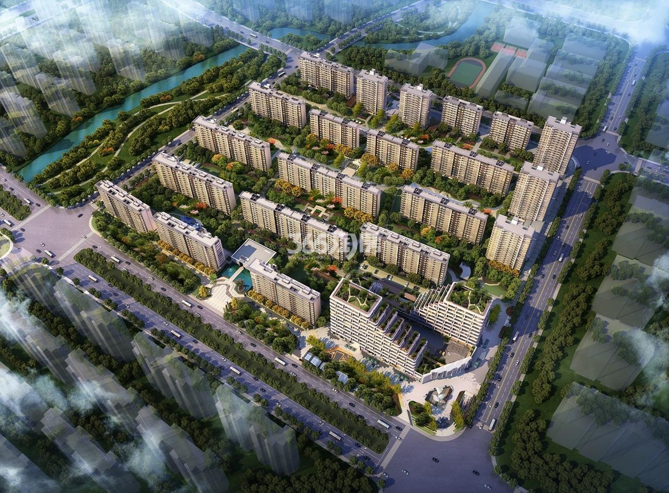 和光尘樾轩楼栋鸟瞰图（无楼栋号标注）