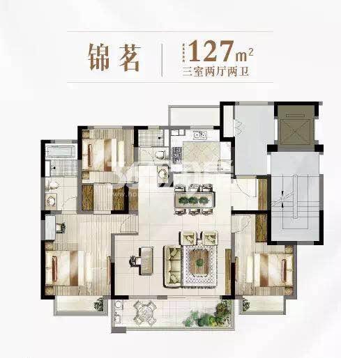 富力运河十号锦茗127平户型图