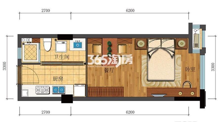 滨江新城东方名府公寓42方G-4户型（1#）