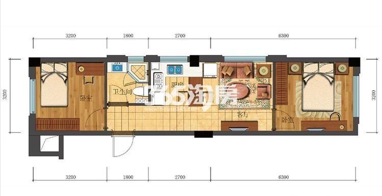 滨江新城东方名府公寓58方G-5户型（1#）
