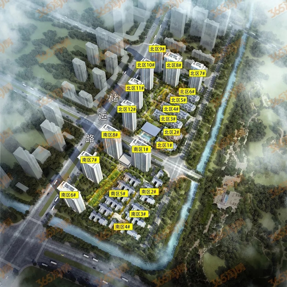 德信运河新城项目规划鸟瞰图（带楼栋号）