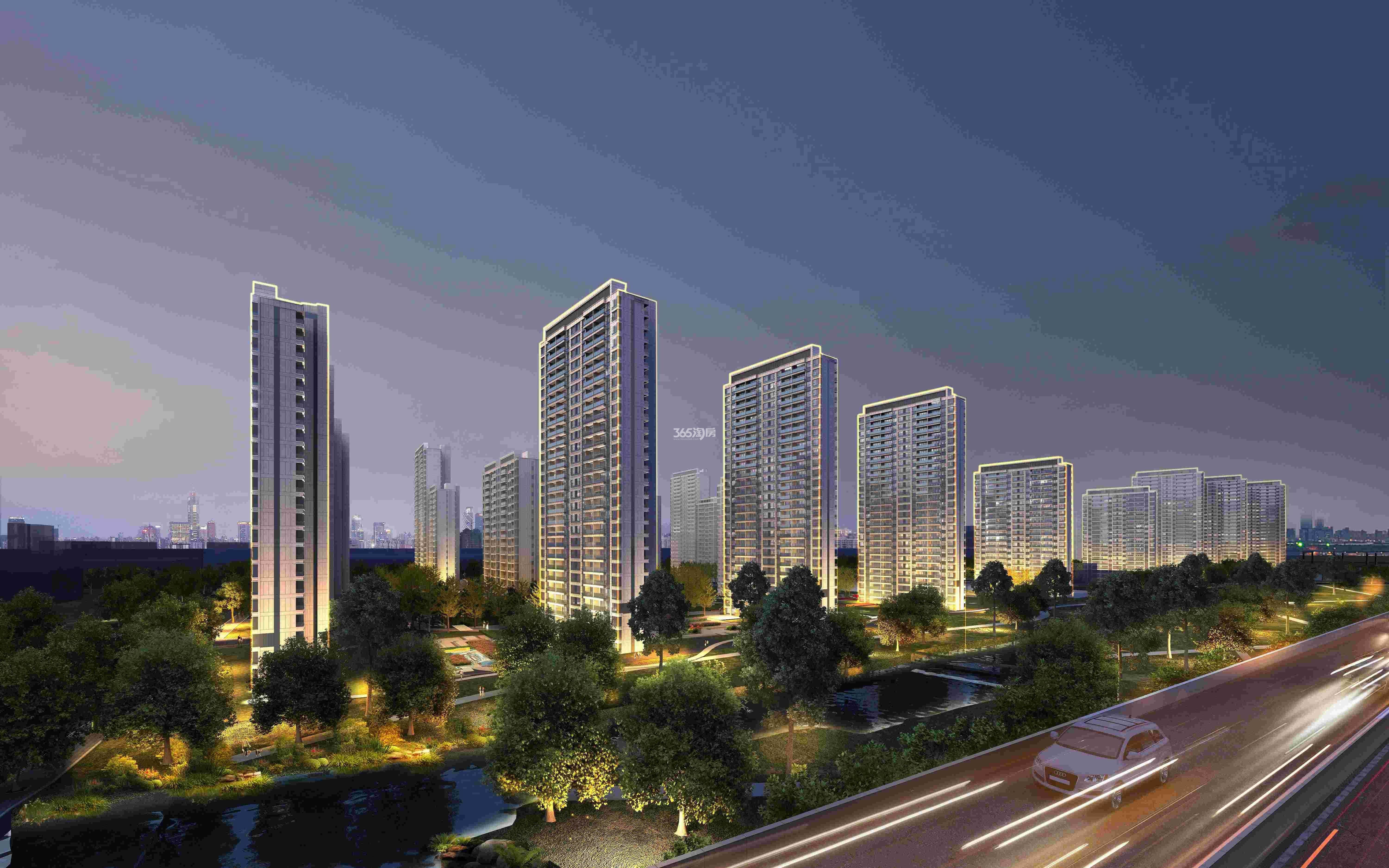 湖西上辰群楼夜景效果图