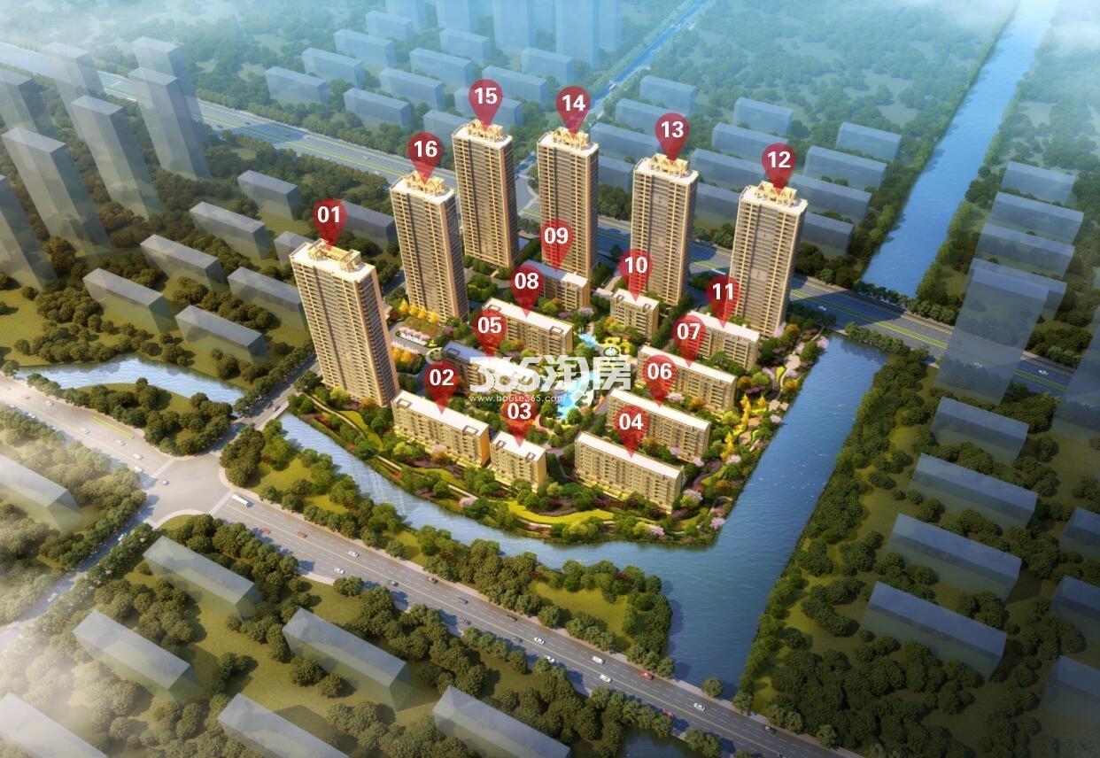 荣安翡翠半岛鸟瞰图（带楼栋号）