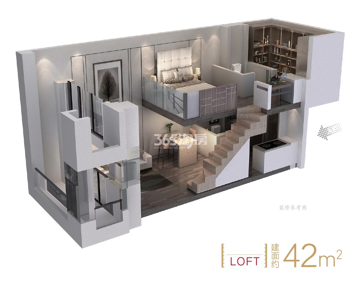 德信时代之心LOFT立体户型 约42㎡
