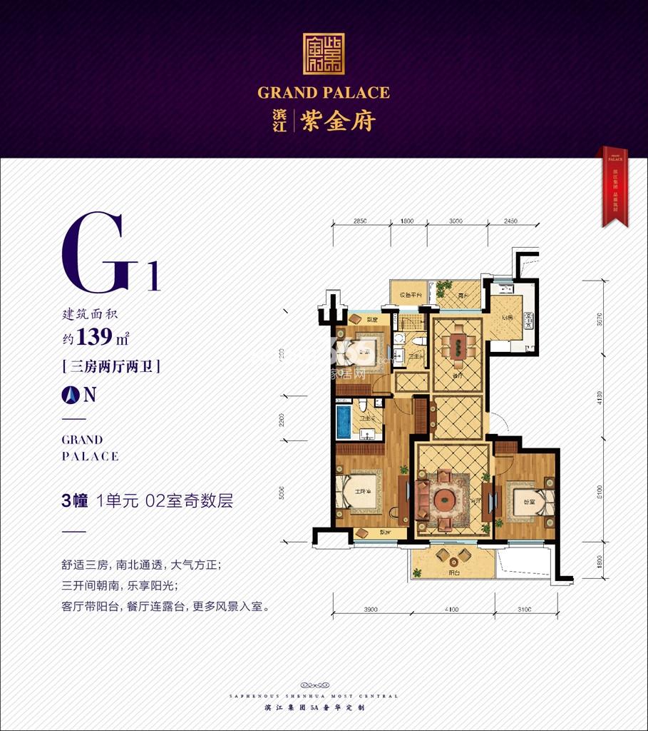 滨江紫金府G1户型