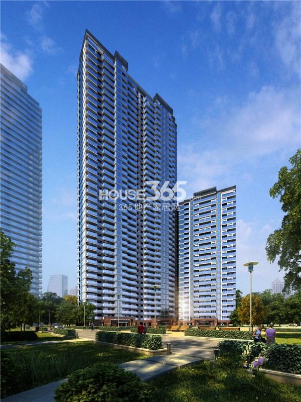 世茂之西湖项目园区远眺住宅区效果图