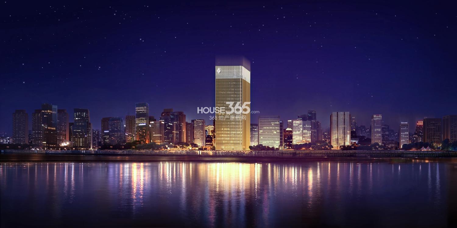 升华悦晟中心江边远眺夜景效果图