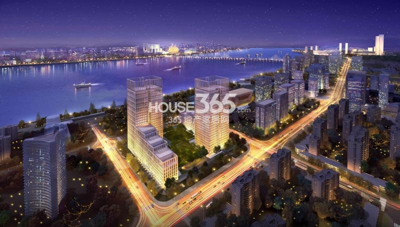 浙大网新双城国际夜景鸟瞰效果图
