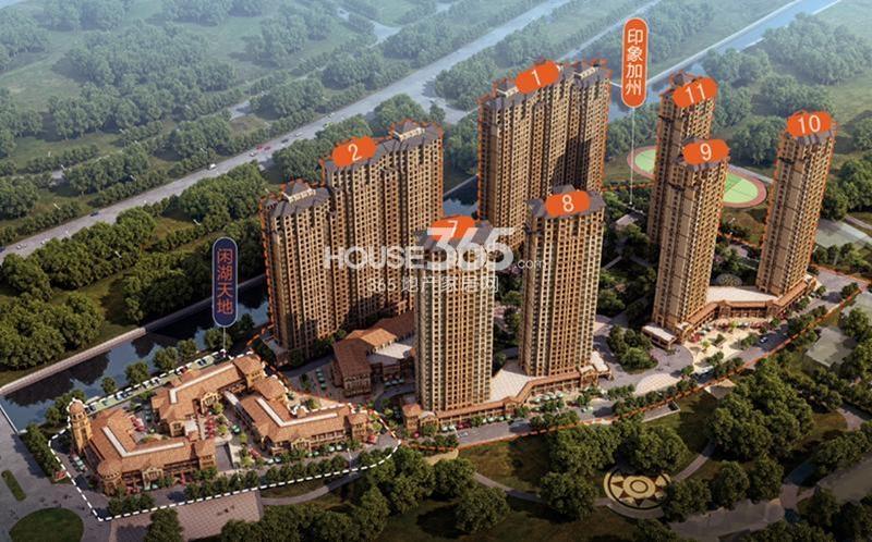 东海闲湖城印象加州带楼幢鸟瞰图