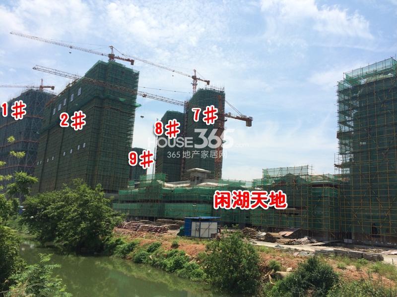 东海闲湖城印象加州1、2、7、8、9号楼与闲湖天地进度 2014.7