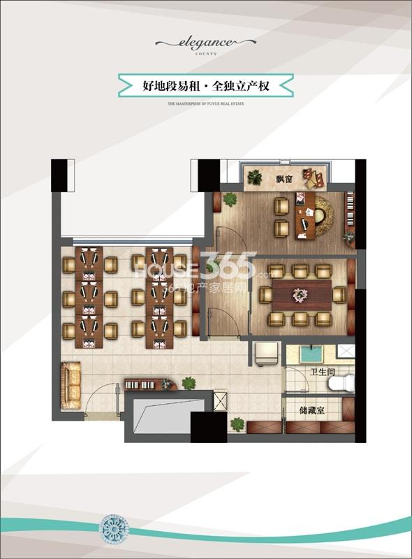 富越香郡盈座项目68方办公户型图