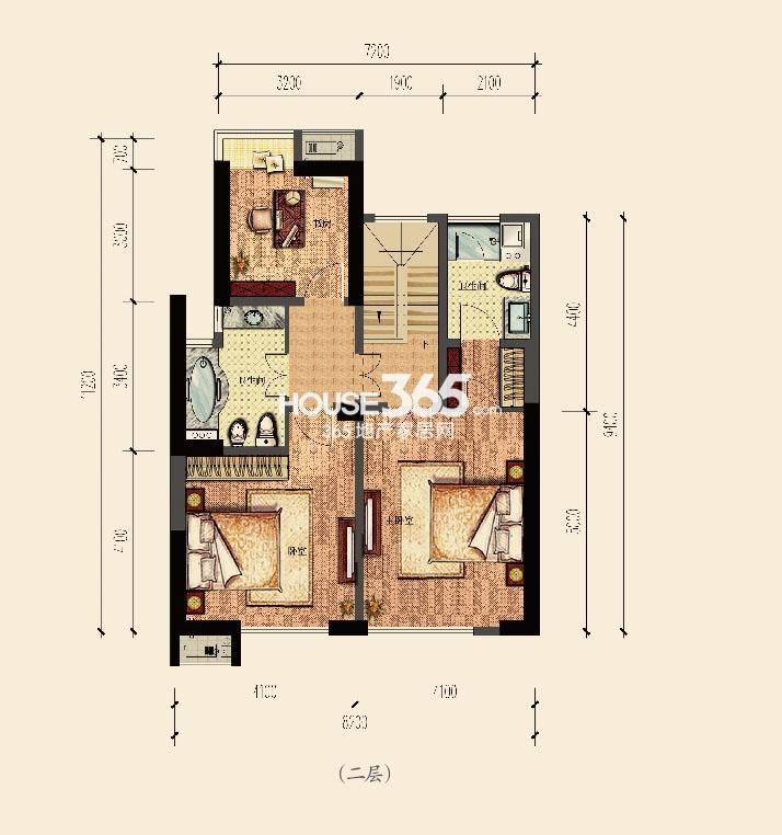 云邸跃层二层186方户型图