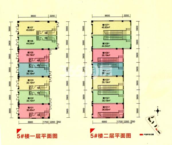 幸福金色湖畔商业5#楼一层二层平面图