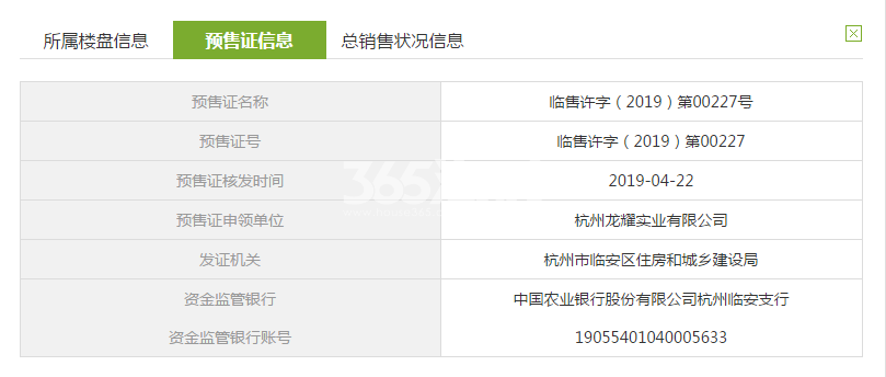 龙沁城11#预售证信息