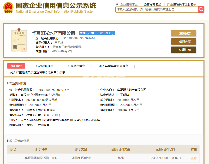 杭州宝力康华置业有限公司（华夏阳光地产）营业执照