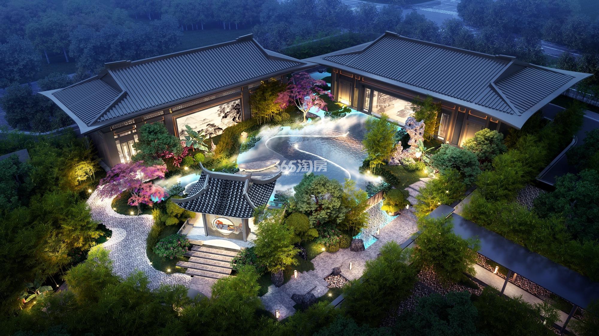 建发·春江泊月园林鸟瞰效果图