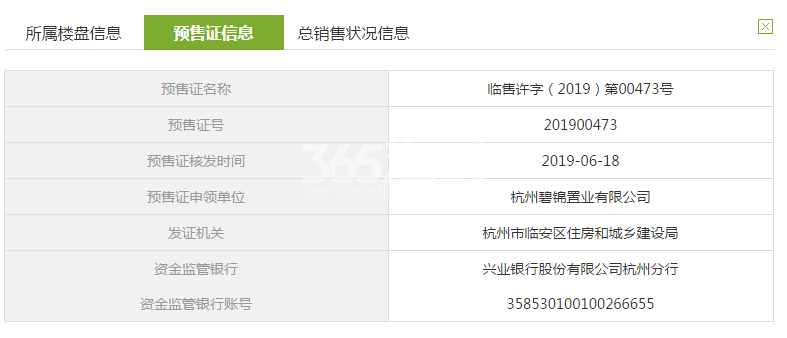 碧桂园玖晟府15#预售证信息