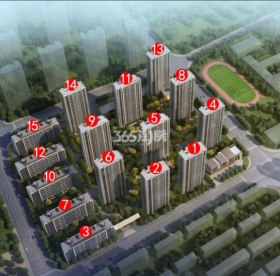 旭辉中粮朗香郡鸟瞰图（带楼幢号）