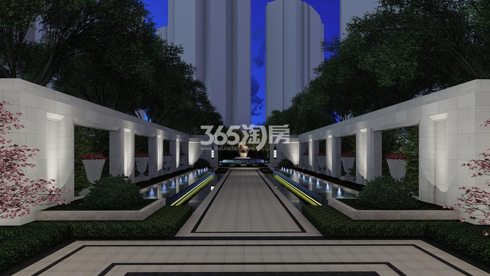 新城璟隽公馆园区景观夜景效果图