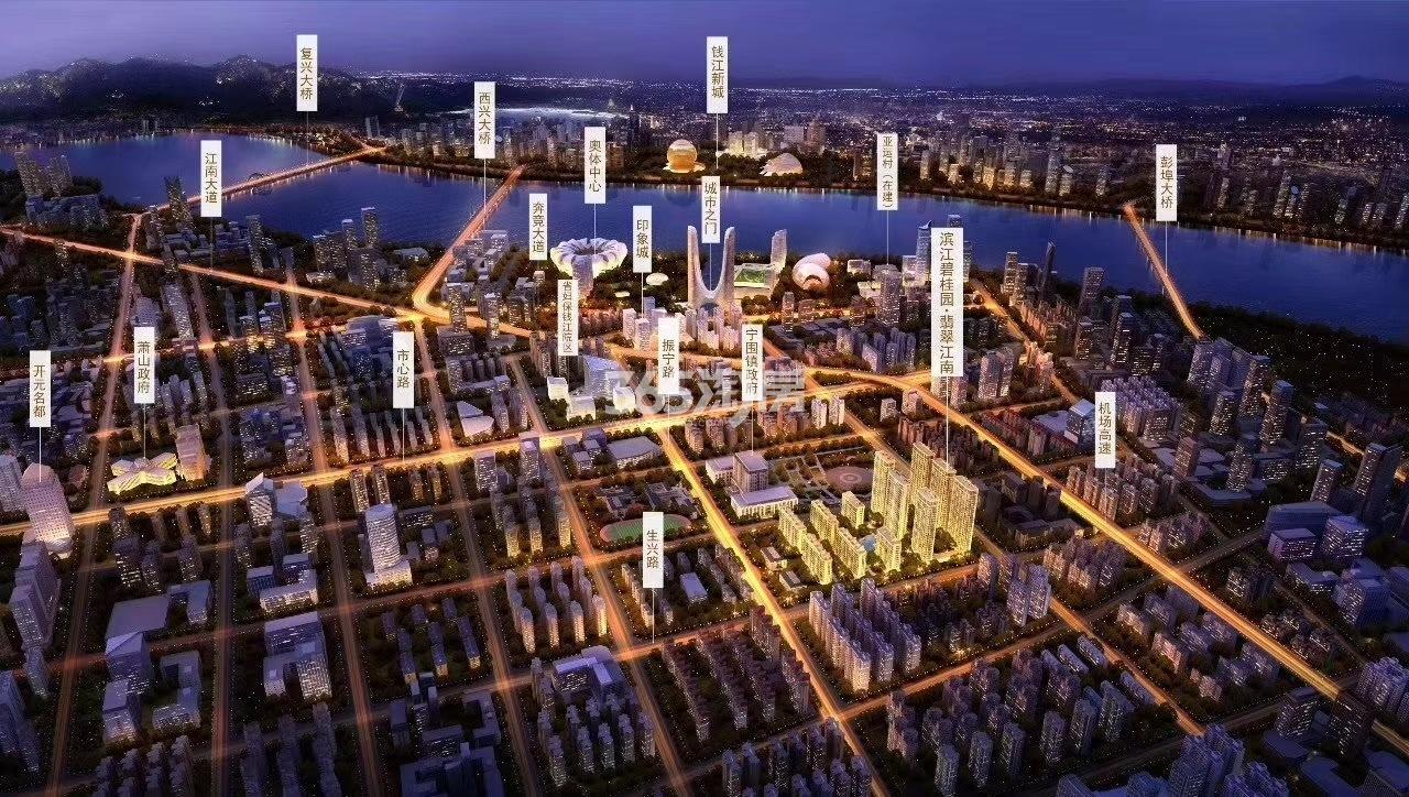 滨江碧桂园翡翠江南夜景鸟瞰图