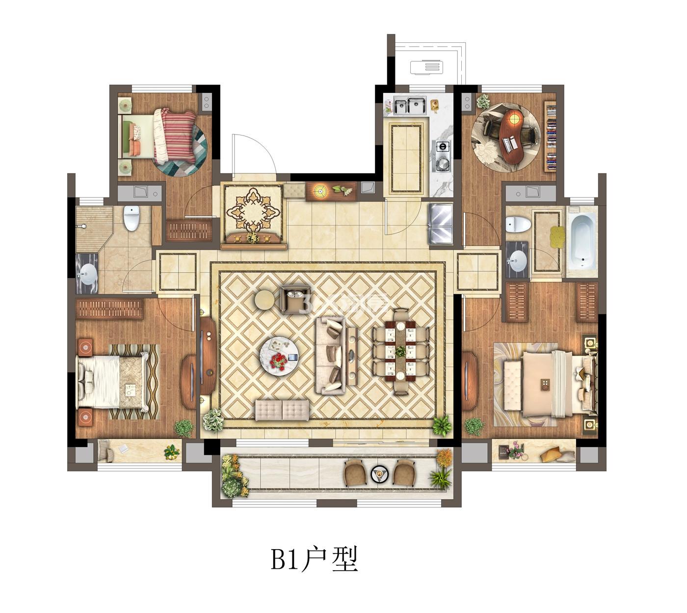 保利金地湖光晨樾190㎡下叠A2户型图_南京湖光晨樾_南京365淘房