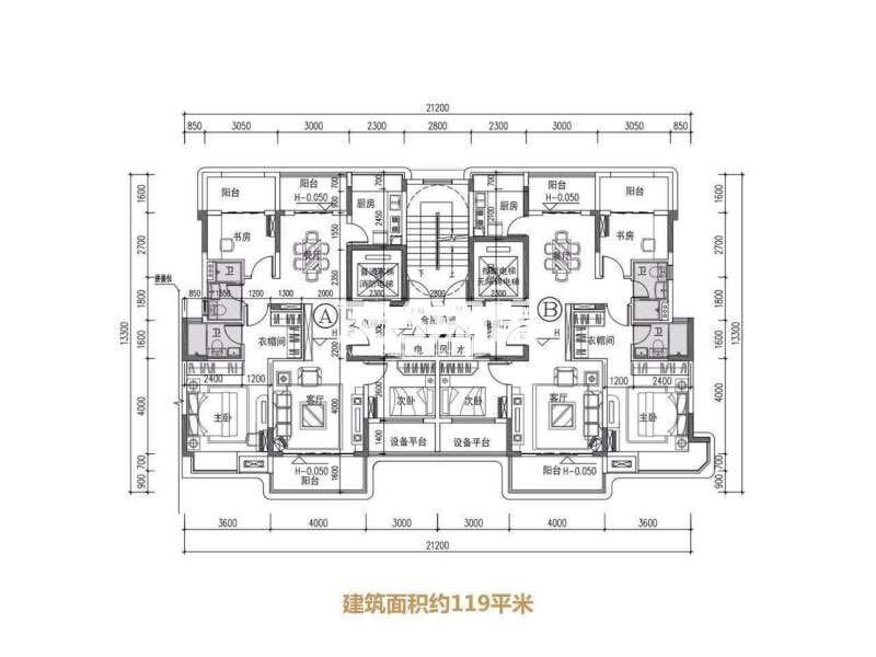 碧桂园珑悦a,b户型图119方 户型:3室2厅 面积:119㎡ 浏览: 55次